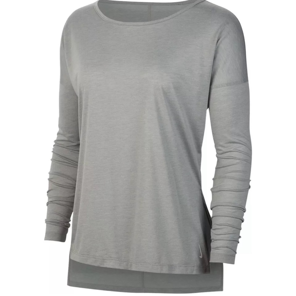 MWT Women's Nike Yoga Long Sleeve Shirt Gray  Small MSRP $40 CJ9324-073